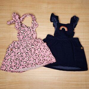 Wonder Nation Infant Girls Heart And Rainbow Knit Halter Dress Bundle 3-6 Months